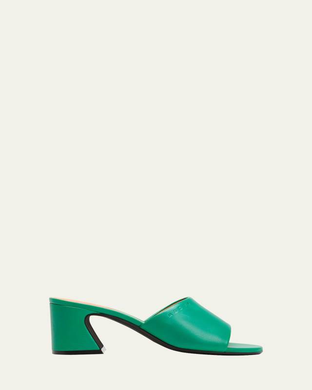 Leather Block-Heel Mule Sandals